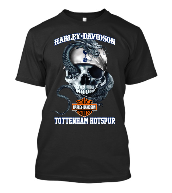 Harley Davidson Motor Cycles Skull Tottenham Hotspur T-Shirt