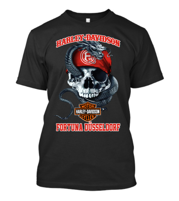 Harley Davidson Motor Cycles Fortuna Düsseldorf F95 Skull And Snake T-Shirt