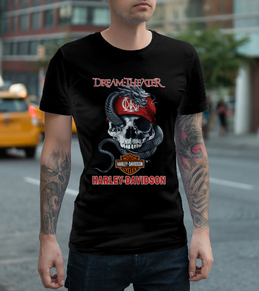 Dream Theater Harley Davidson Skull And Snake 68 Hd T-Shirt