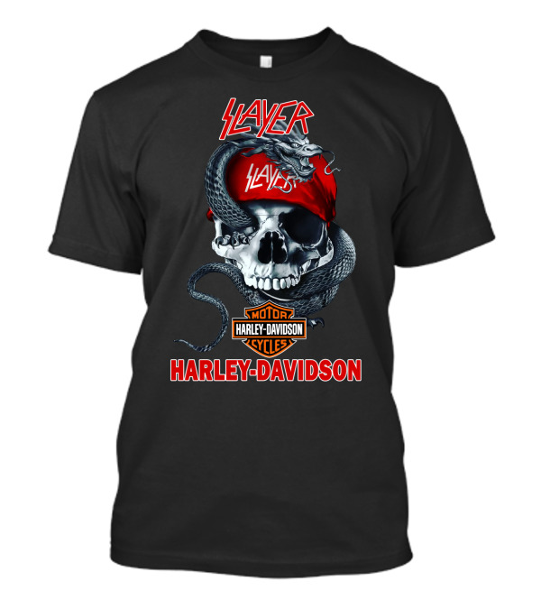 Slayer Harley Davidson Skull And Snake T-Shirt