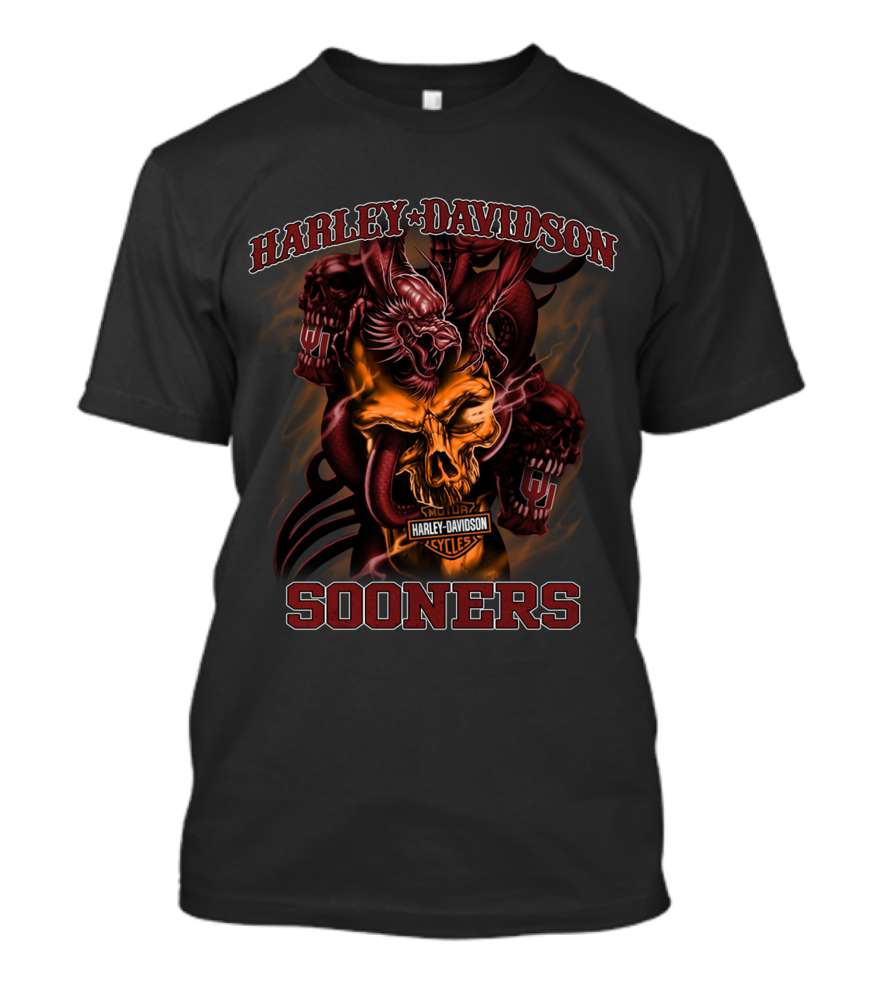 Harley Davidson Cycles Sooners Oklahoma Skull T-Shirt