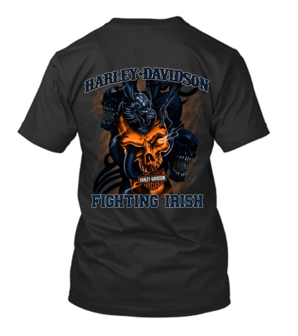 Harley Davidson Fighting Irish Skull Art Notre Dame T-Shirt