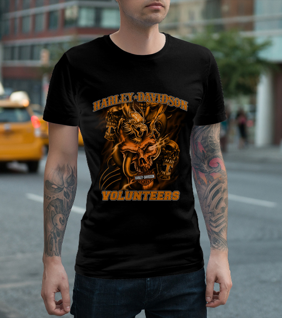 Harley Davidson Volunteers Tennessee Skull And Dragon T-Shirt