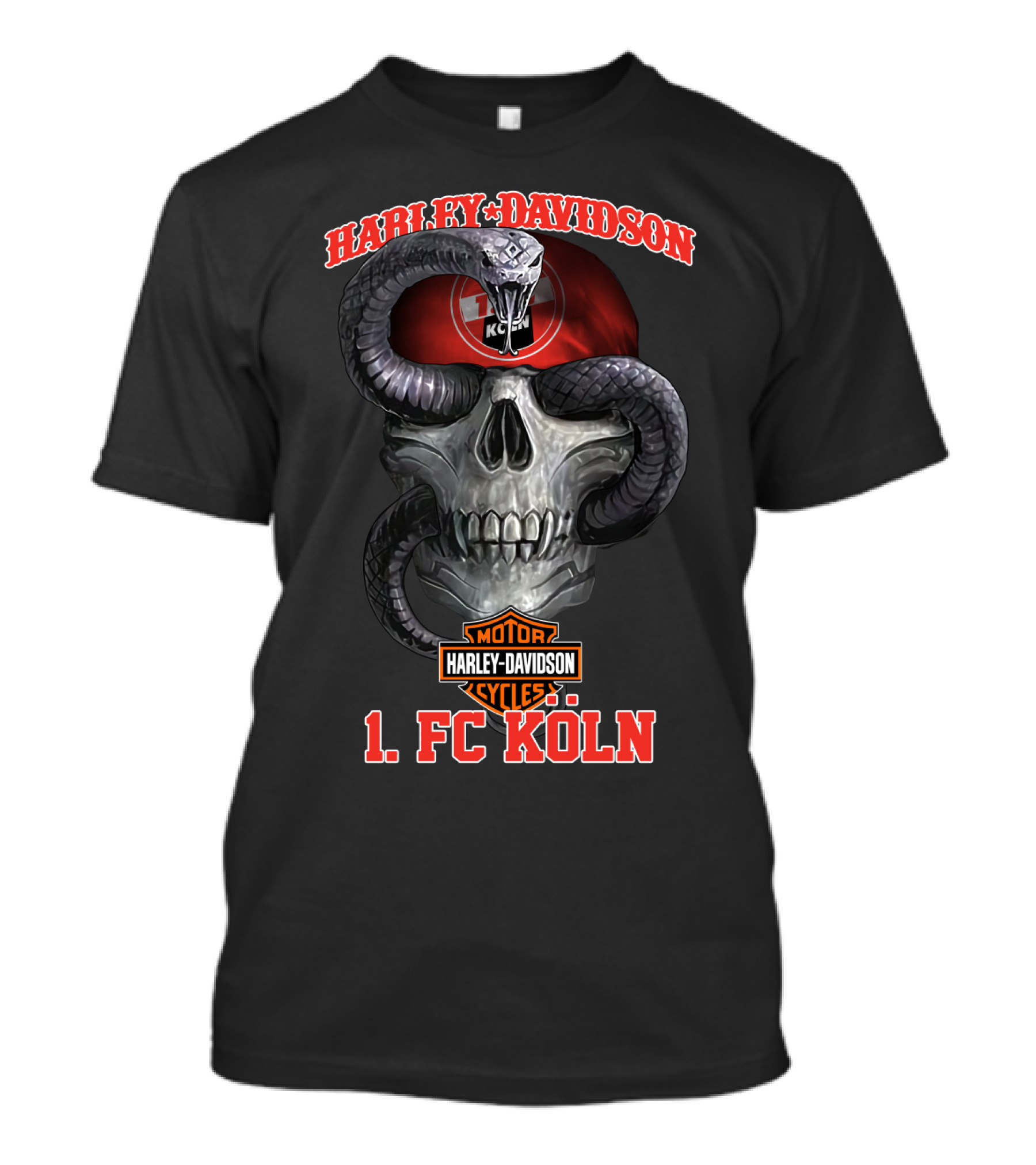 Harley Davidson Motor Cycles 1. Fc Köln Skull Serpent T-Shirt
