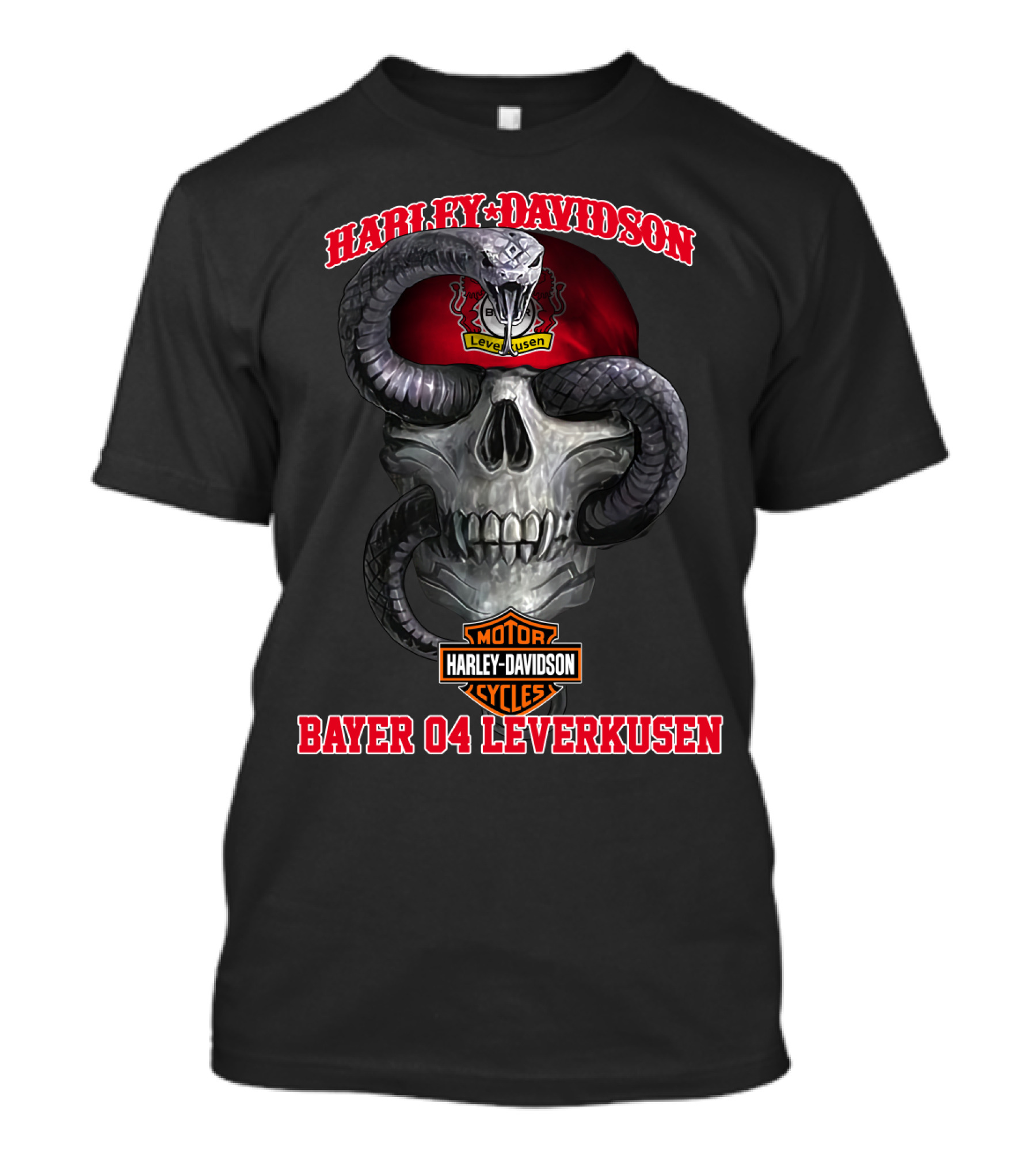 Harley Davidson Skull Snake Bayer 04 Leverkusen T-Shirt