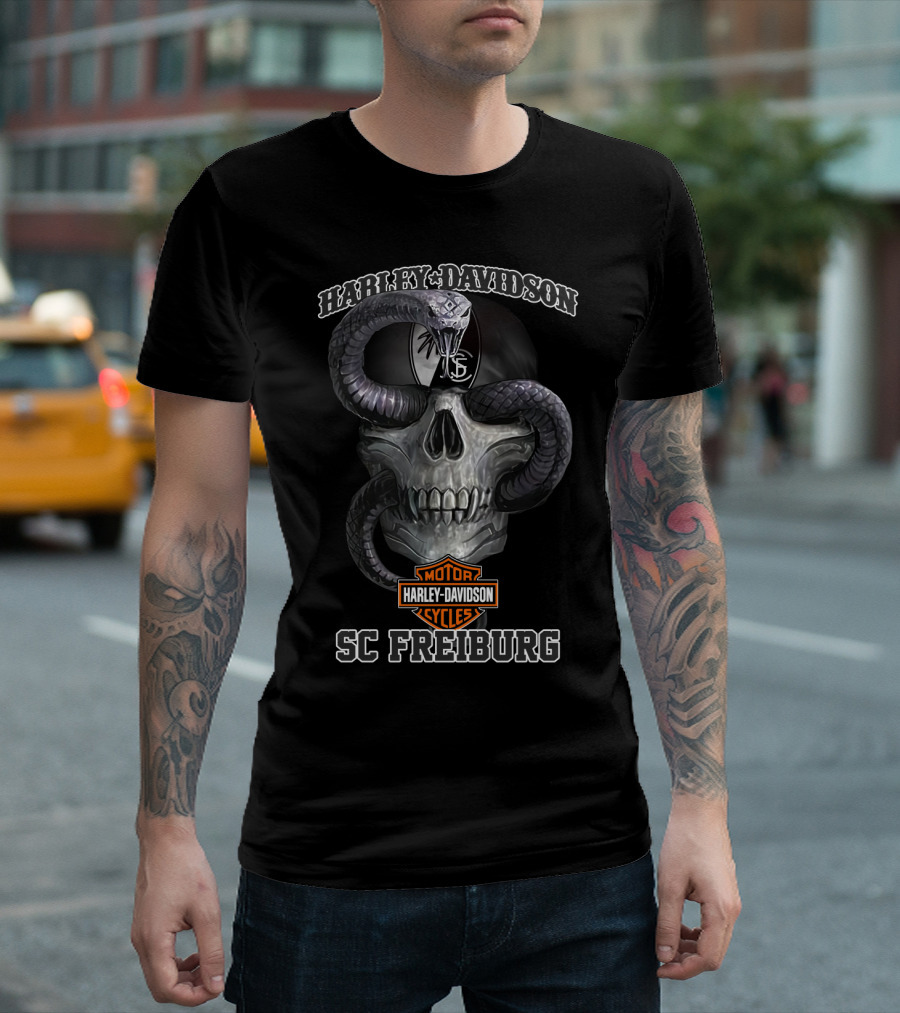 Harley Davidson Motor Cycles Skull Cobra Sc Freiburg T-Shirt