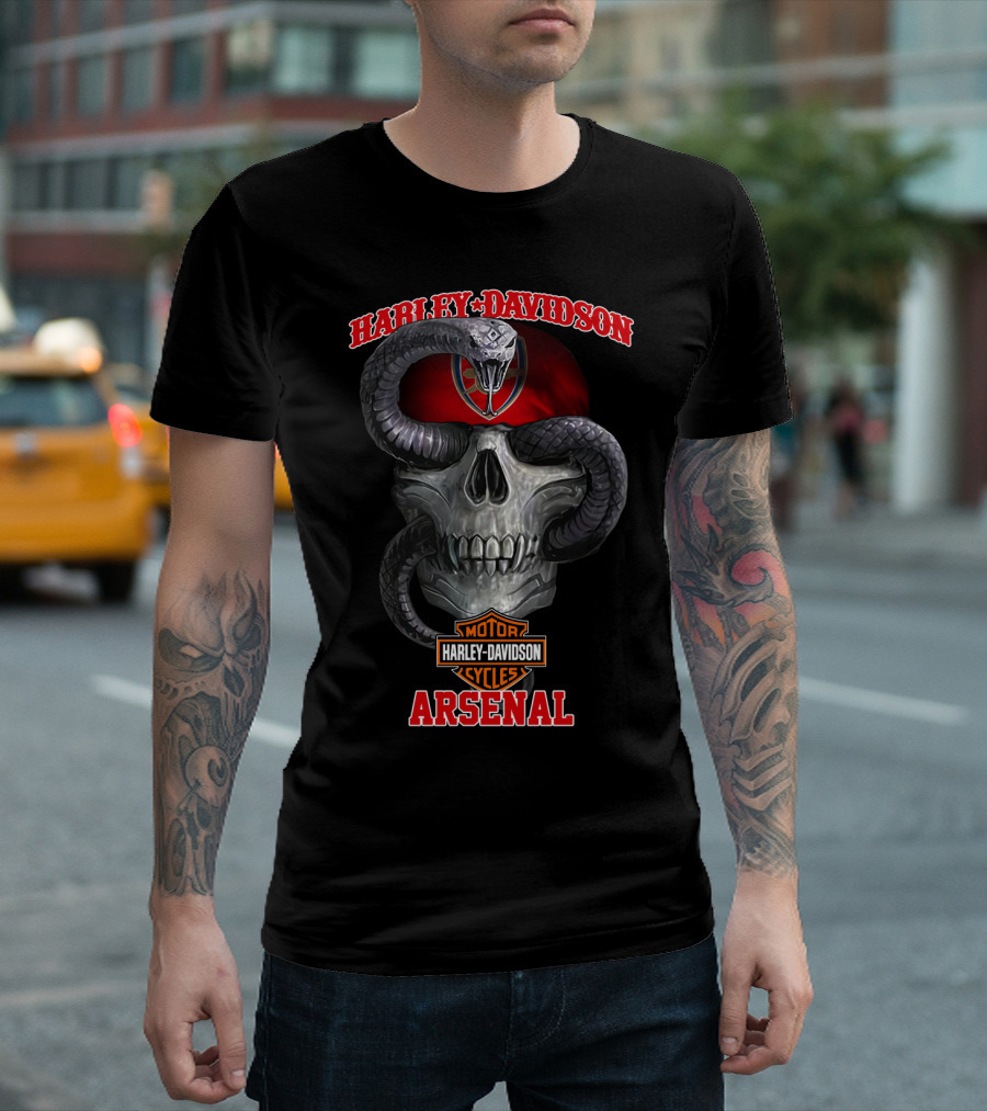Harley Davidson Motorcycles Arsenal Skull And Snake T-Shirt