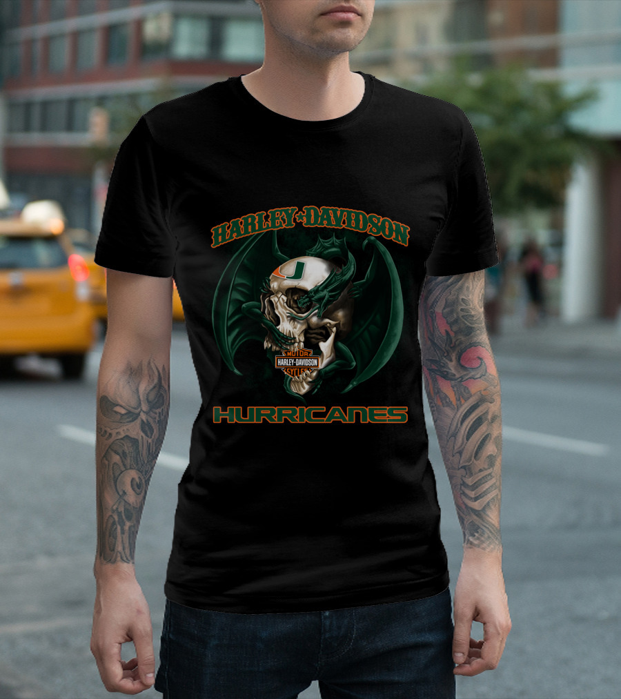 Harley Davidson Hurricanes Miami Skull T-Shirt