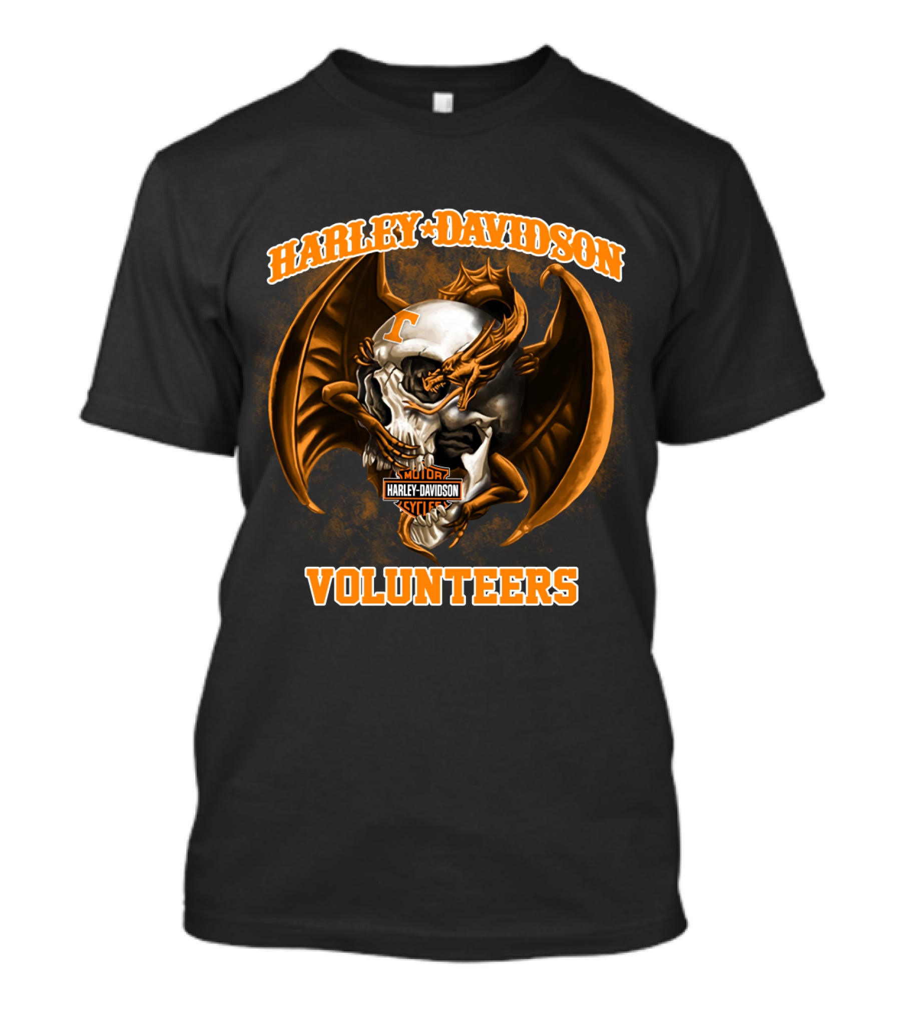 Harley Davidson Tennessee Volunteers Skull And Dragon T-Shirt
