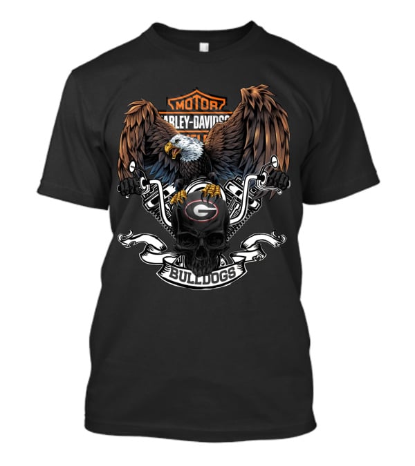 Hd Ncaa Georgia Bulldogs Harley Davidson Eagle Skull T-Shirt