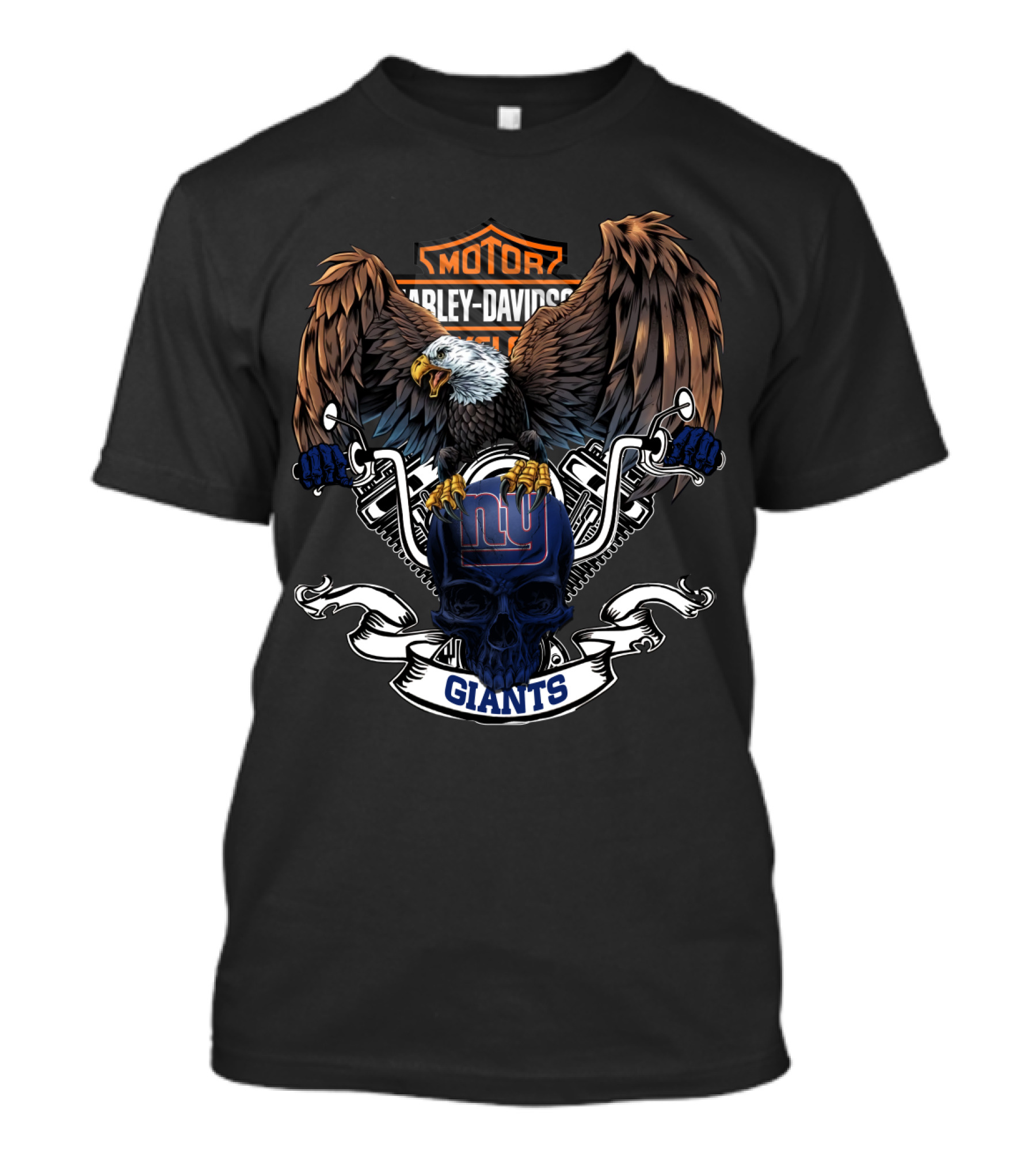 Motor Harley Davidson Cycles Nfl New York Giants Eagle Skull T-Shirt