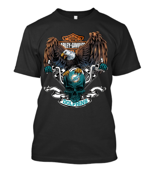 Harley Davidson Miami Dolphins Eagle Skull T-Shirt