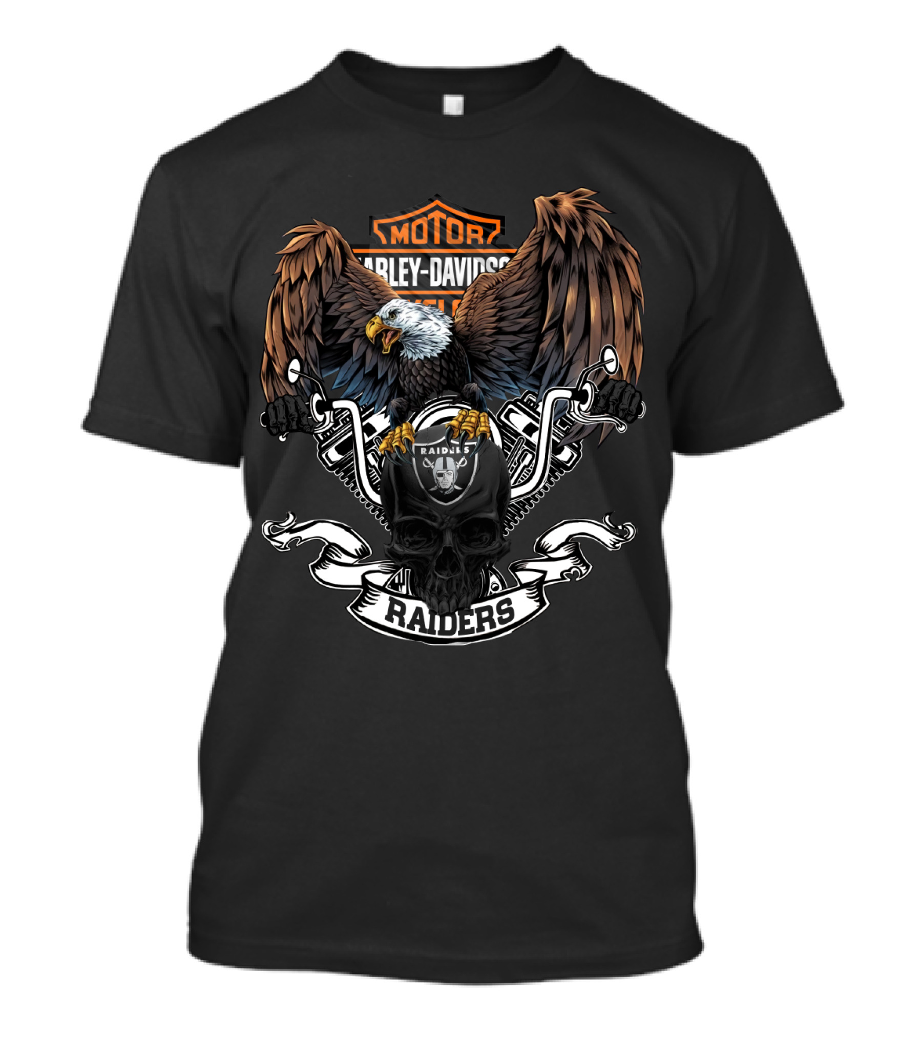 Motor Harley Davidson Cycles Raiders Eagle Skull Nfl Oakland T-Shirt