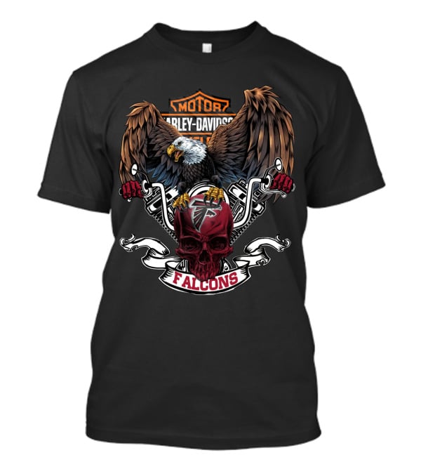 Harley Davidson Motor Cycles Bald Eagle Atlanta Falcons T-Shirt