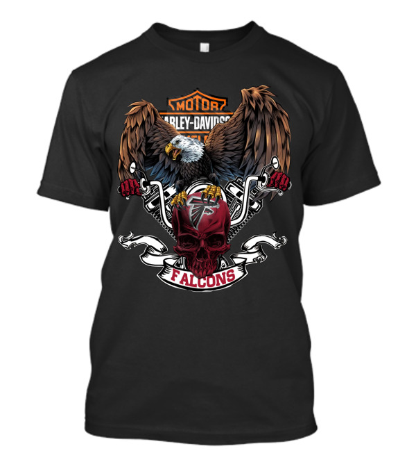 Harley Davidson Motor Cycles Bald Eagle Atlanta Falcons T-Shirt