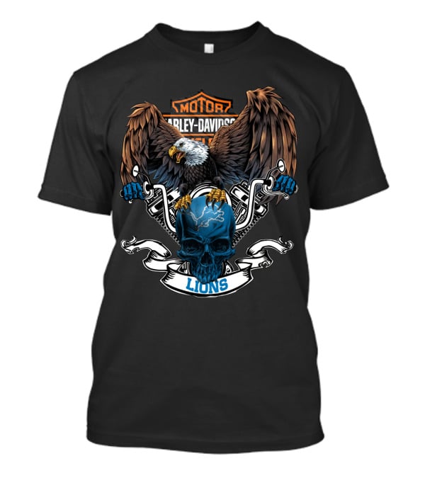 Motor Harley Davidson Eagle Skull Lions Nfl Detroit T-Shirt