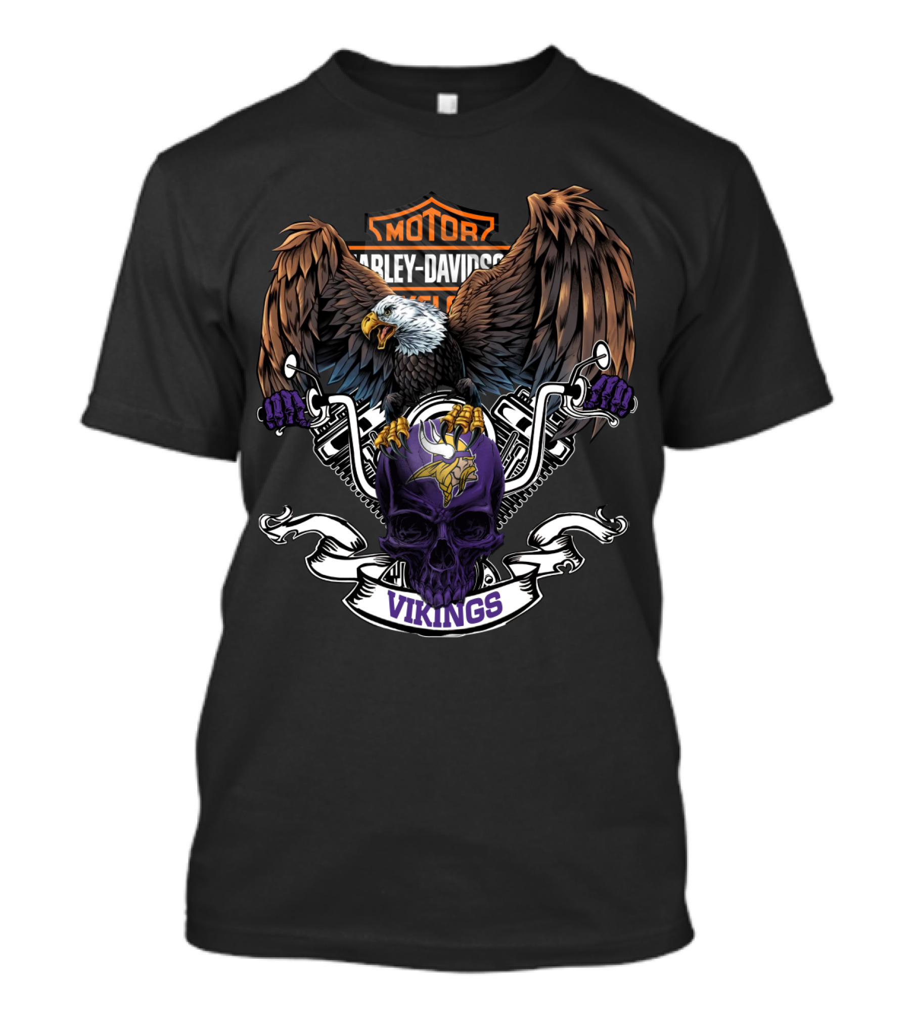 Hd Motor Harley Davidson Minnesota Vikings Skull Eagle T-Shirt