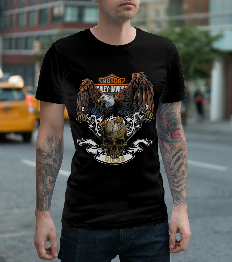Harley Davidson Nhl Anaheim Ducks Eagle Skull T-Shirt