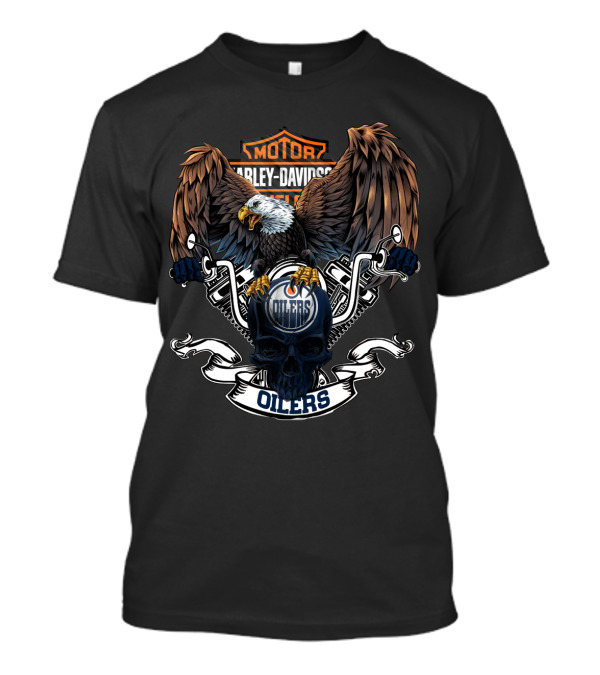 Harley Davidson Nhl Edmonton Oilers Eagle And Skull T-Shirt