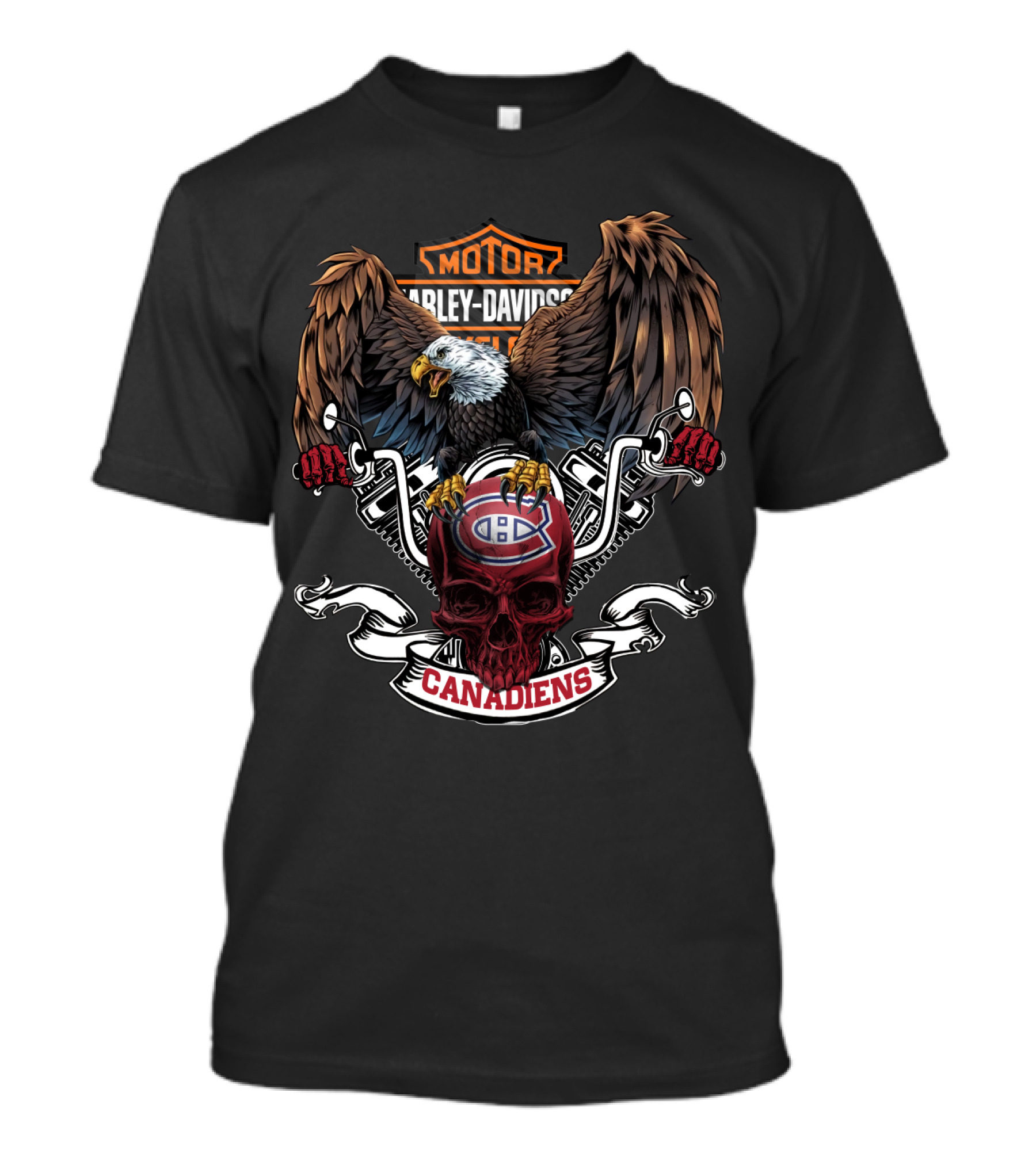 Harley Davidson Nhl Montreal Canadiens Eagle Skull T-Shirt