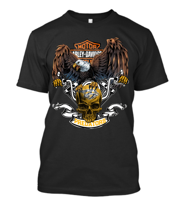 Harley Davidson Nashville Predators Skull Eagle Nhl 87 T-Shirt