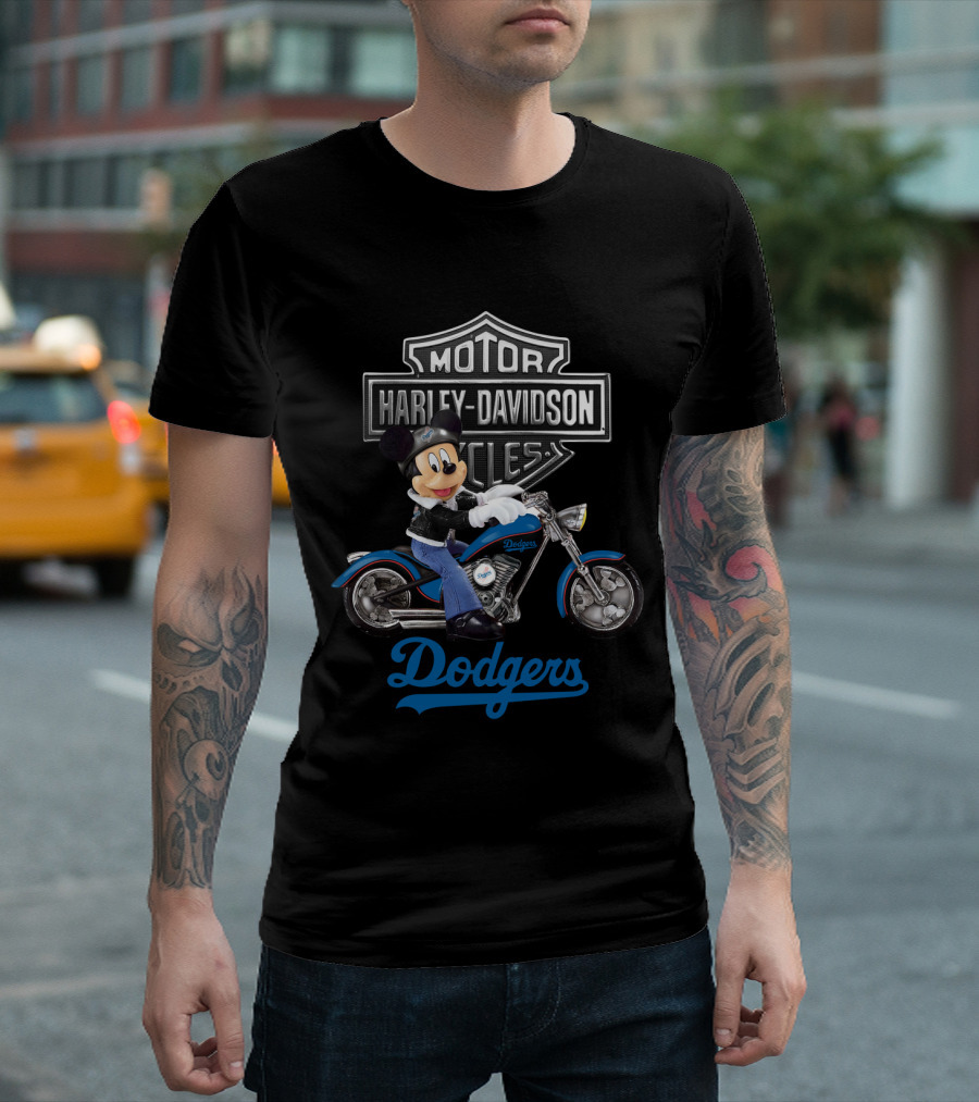 Mickey Mouse Harley Davidson Motorcycles Los Angeles Dodgers T-Shirt