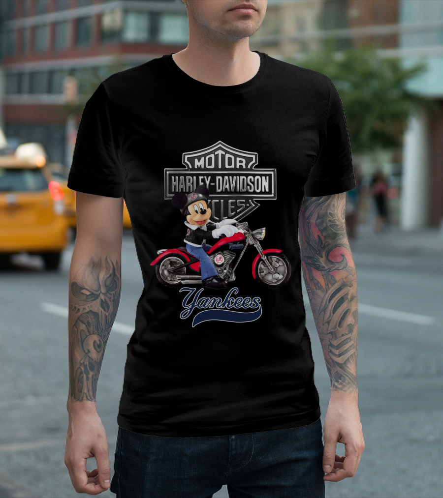 Harley Davidson Motorcycles Mickey Mouse New York Yankees Mlb T-Shirt