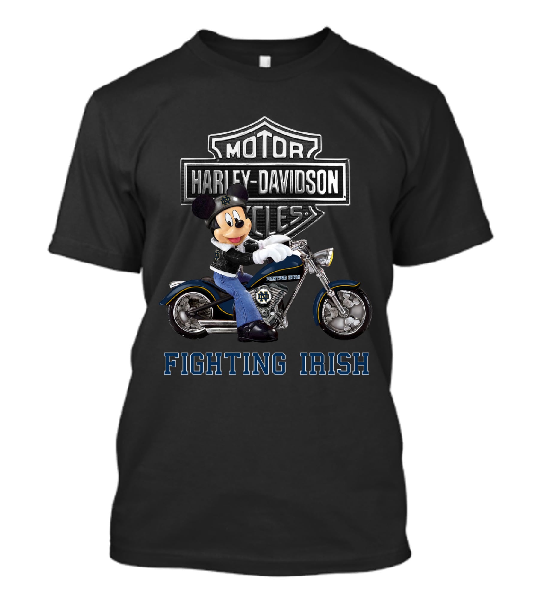 Mickey Mouse Harley Davidson Motorcycles Notre Dame Fighting Irish T-Shirt