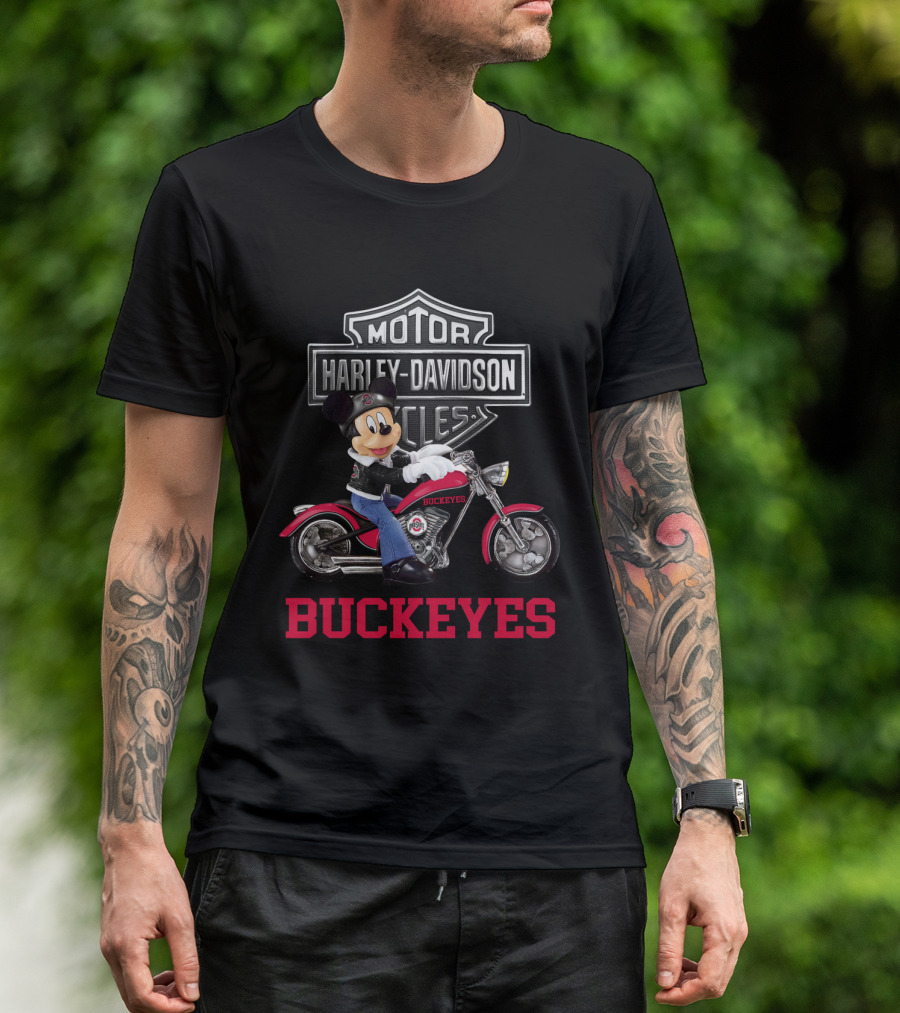 Buckeyes Mickey Mouse Harley Davidson Motorcycles T-Shirt
