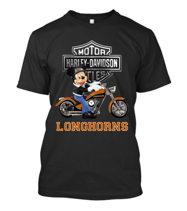 Harley Davidson Motorcycles Longhorns Mickey Mouse Texas T-Shirt