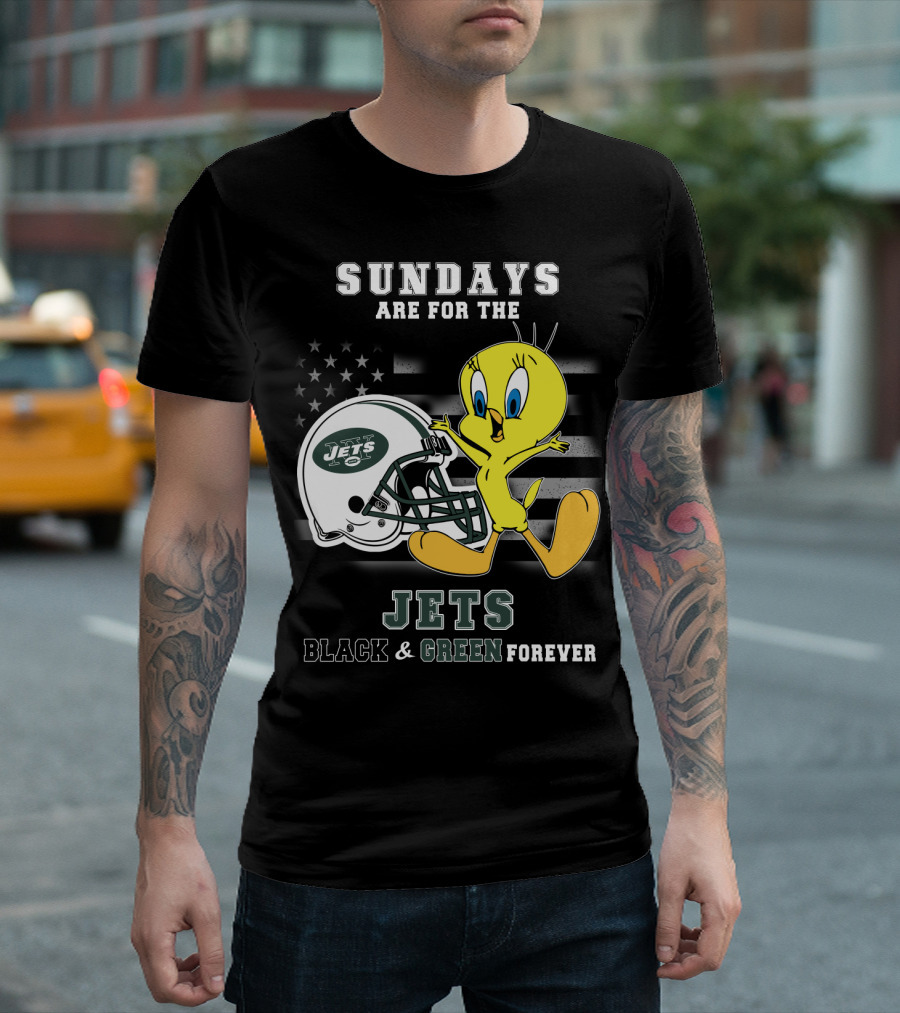 Sundays Are For The Jets Black & Green Forever Tweety T-Shirt
