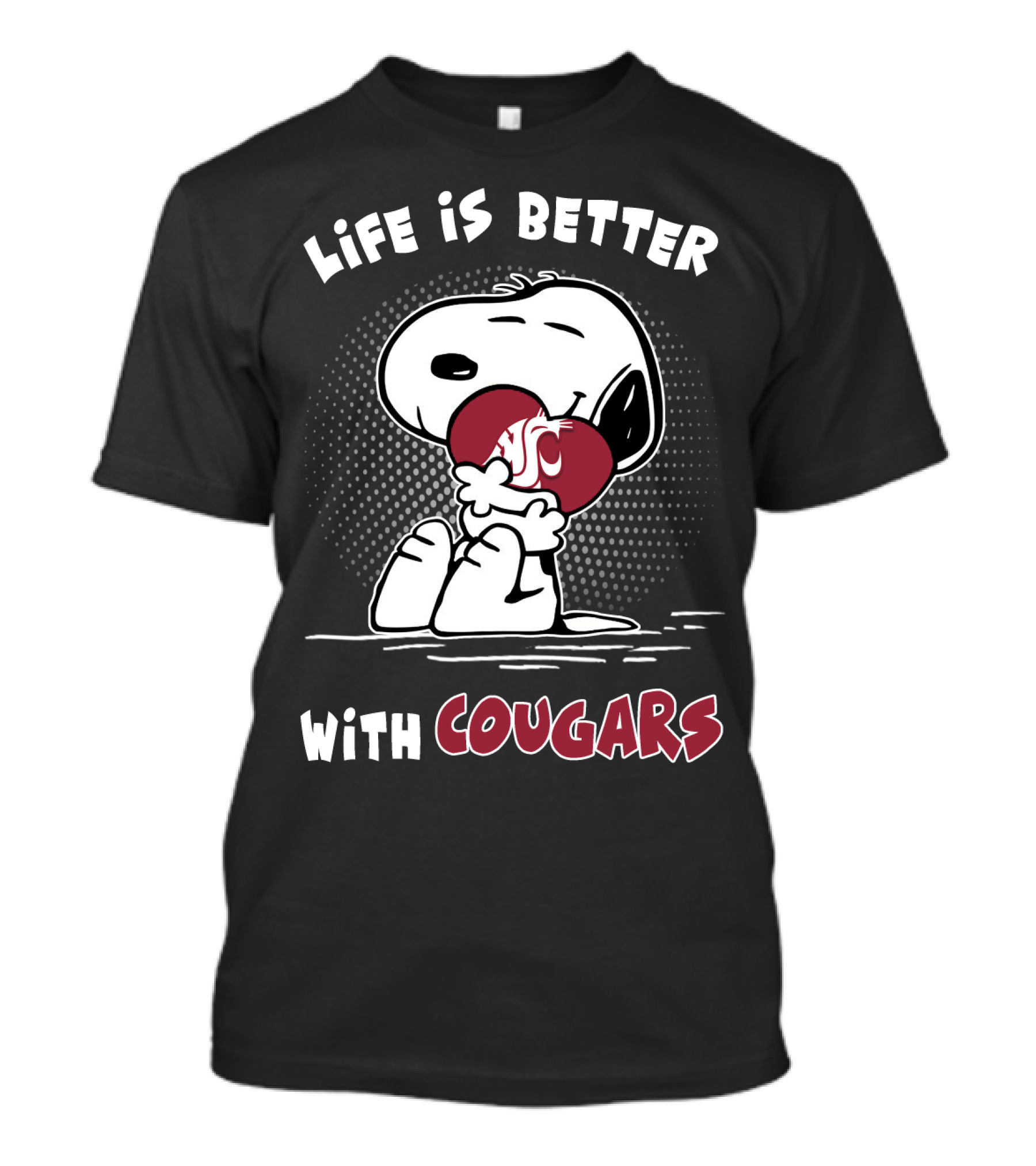 Life Is Better With Cougars Snoopy WSU T-Shirt