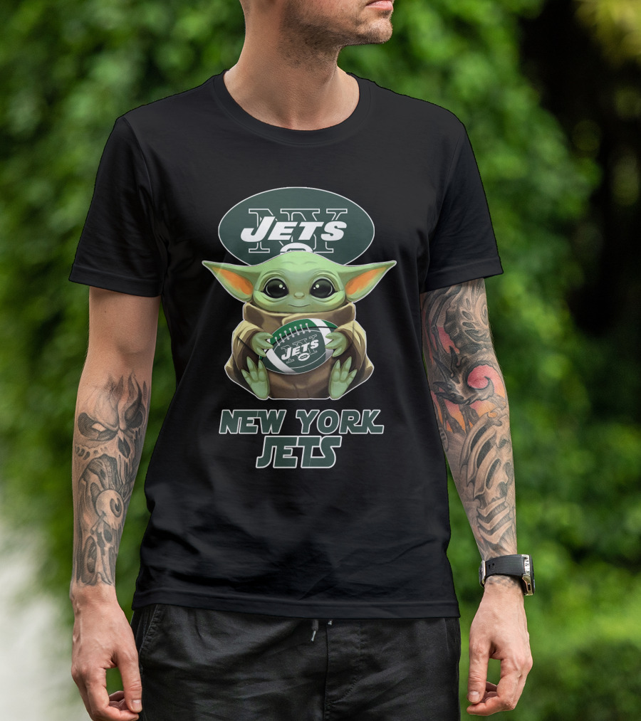 New York Jets Baby Yoda Football T-Shirt