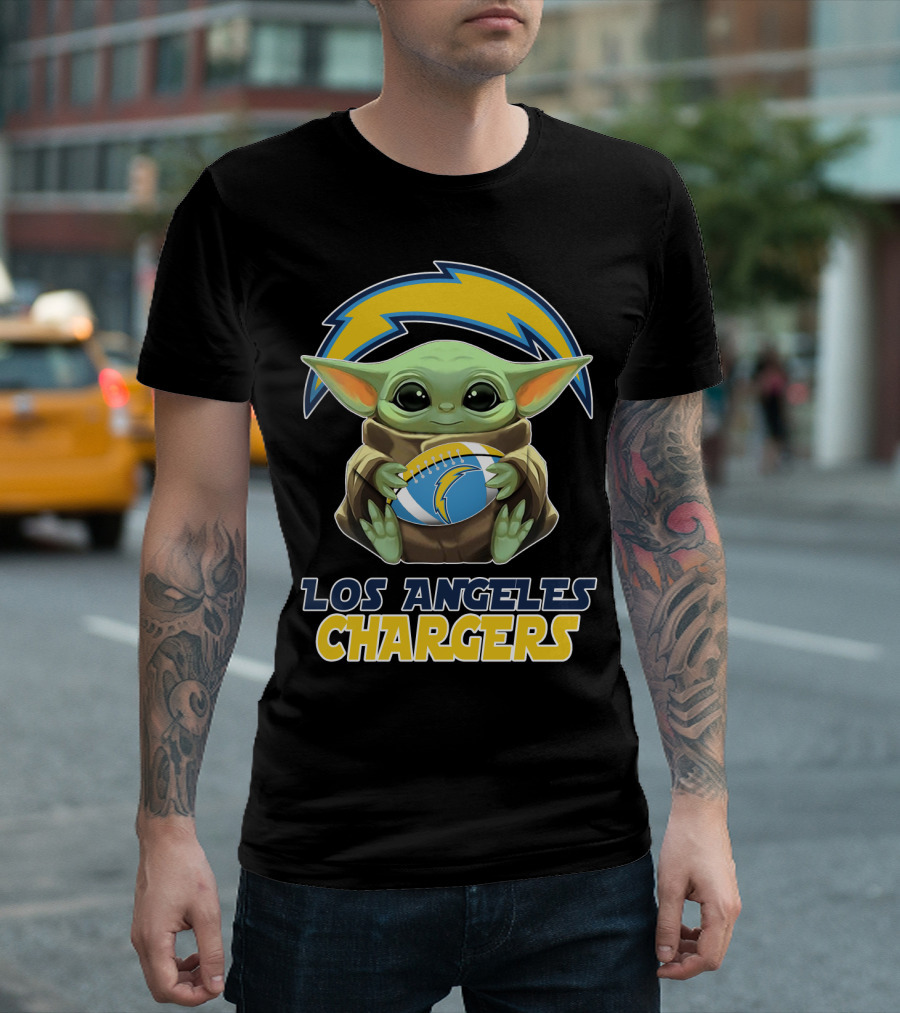 Los Angeles Chargers Baby Yoda Football T-Shirt