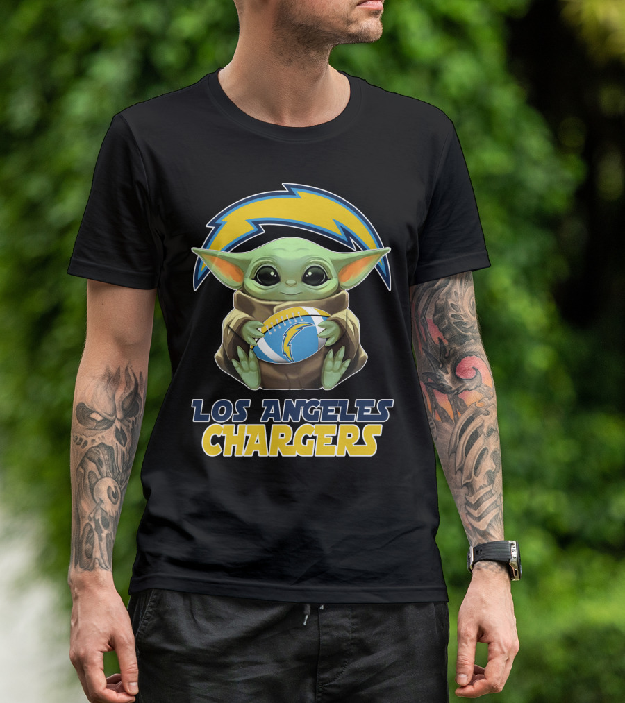 Los Angeles Chargers Baby Yoda Football T-Shirt