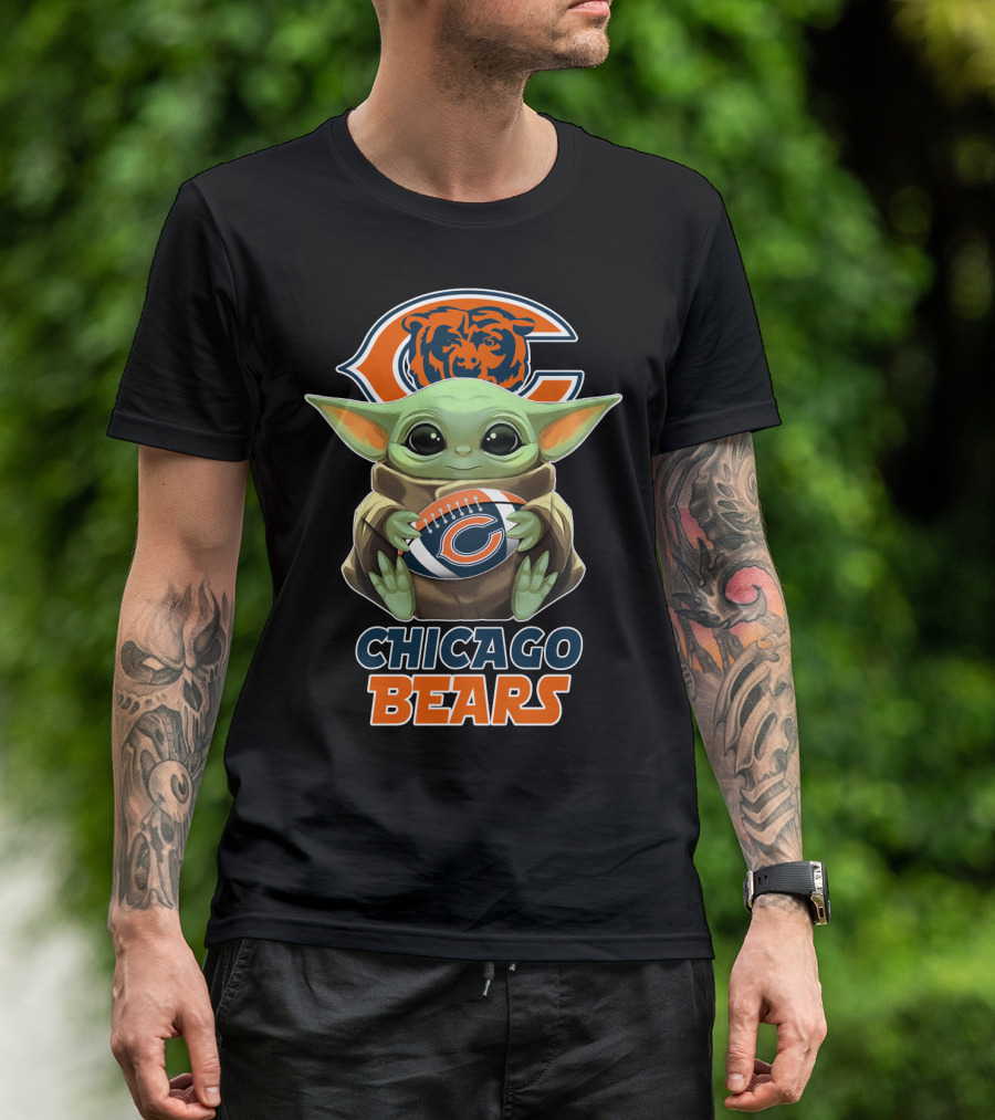 Chicago Bears Grogu Football T-Shirt