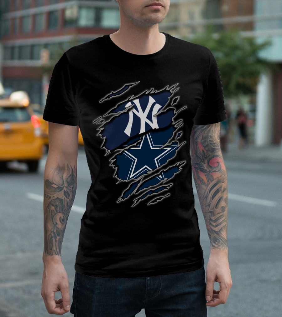 Ny Yankees Dallas Cowboys Fan Pride Fusion T-Shirt
