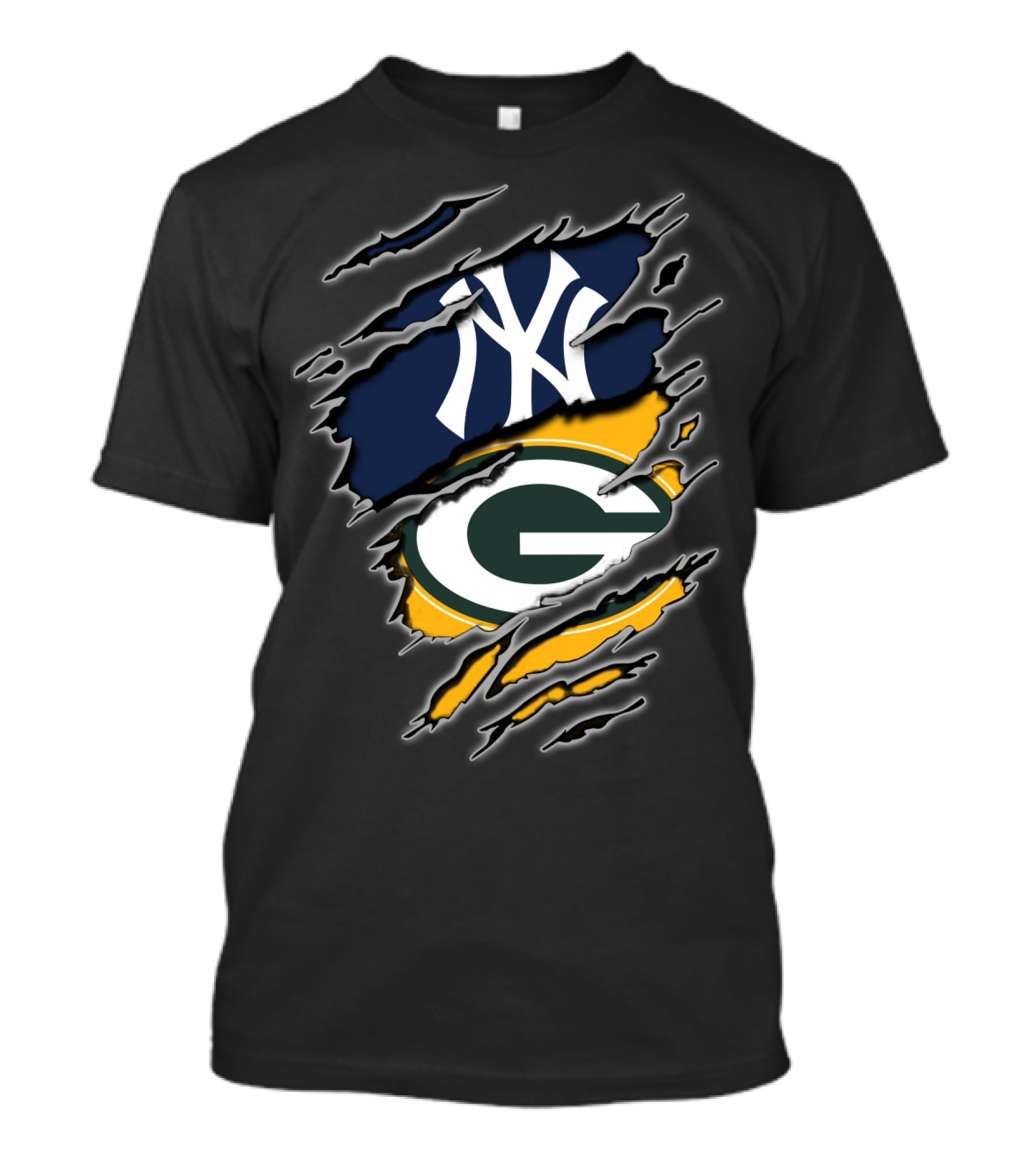 New York Yankees Green Bay Packers Fan Cross-Logo T-Shirt