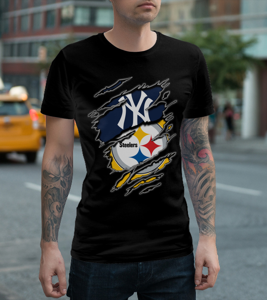 Yankees Steelers Fans Iconic Sports Logos T-Shirt