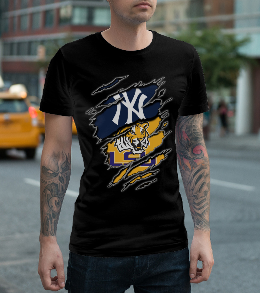Yankees And Lsu Tigers Fan Fusion T-Shirt
