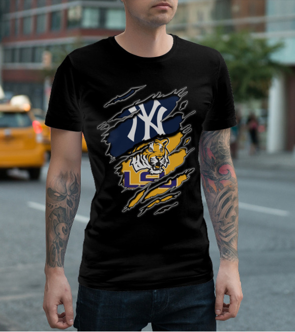 Yankees And Lsu Tigers Fan Fusion T-Shirt