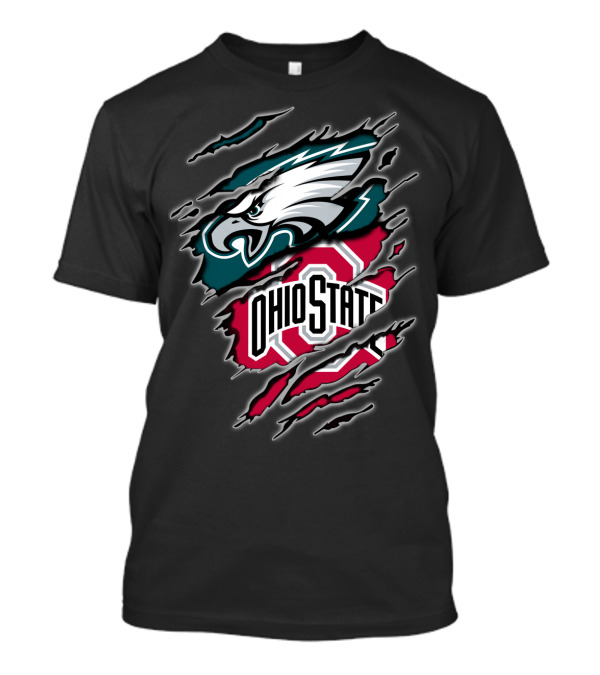 Philadelphia Eagles And Ohio State Buckeyes Fan Logo Blend T-Shirt