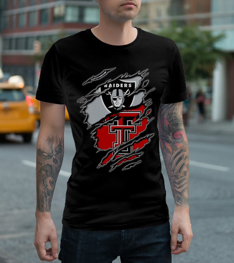 Las Vegas Raiders And Texas Tech Red Raiders Dual Fan Pride T-Shirt
