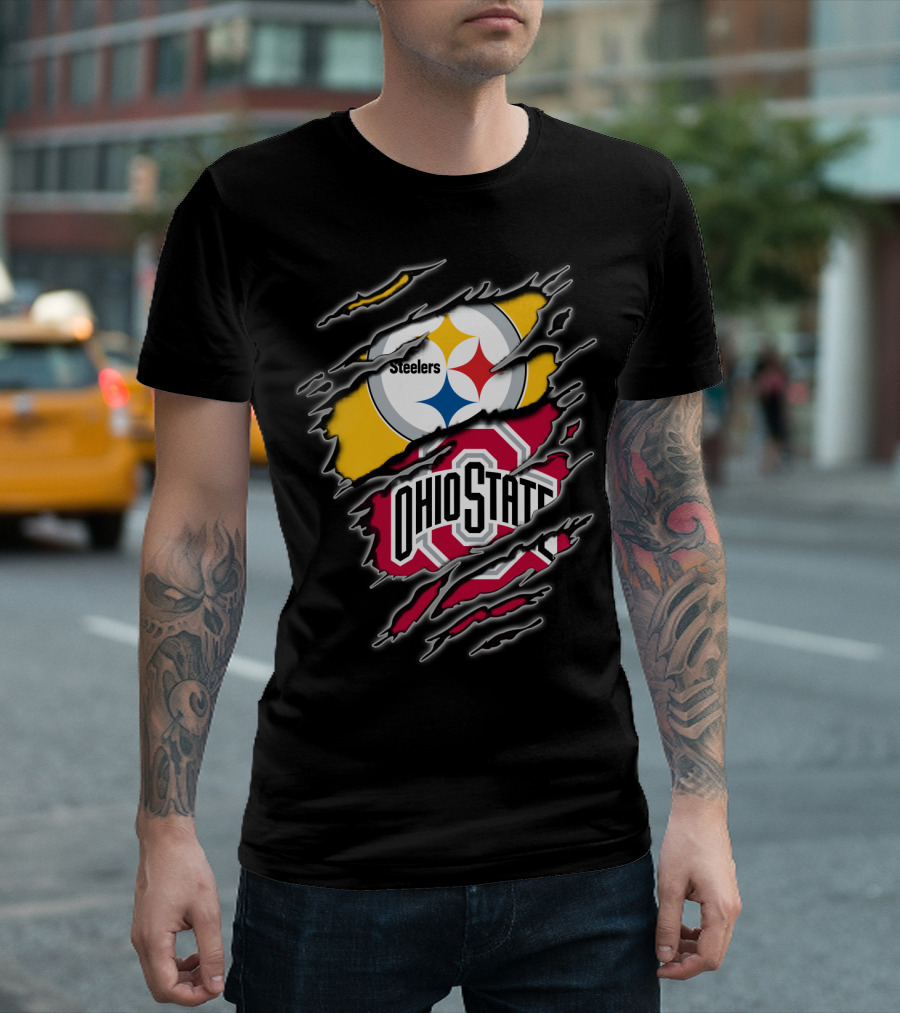 Steelers Ohio State Fan Crossover Claw Marks T-Shirt