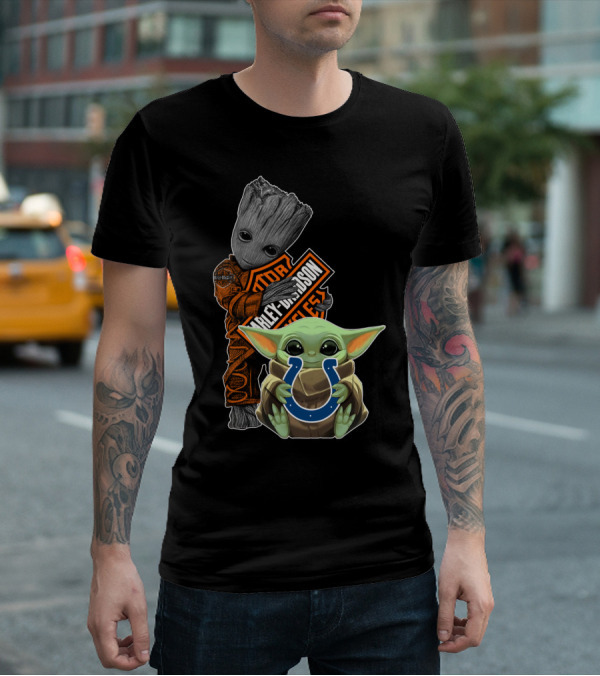 Harley Davidson Groot Colts Baby Yoda T-Shirt