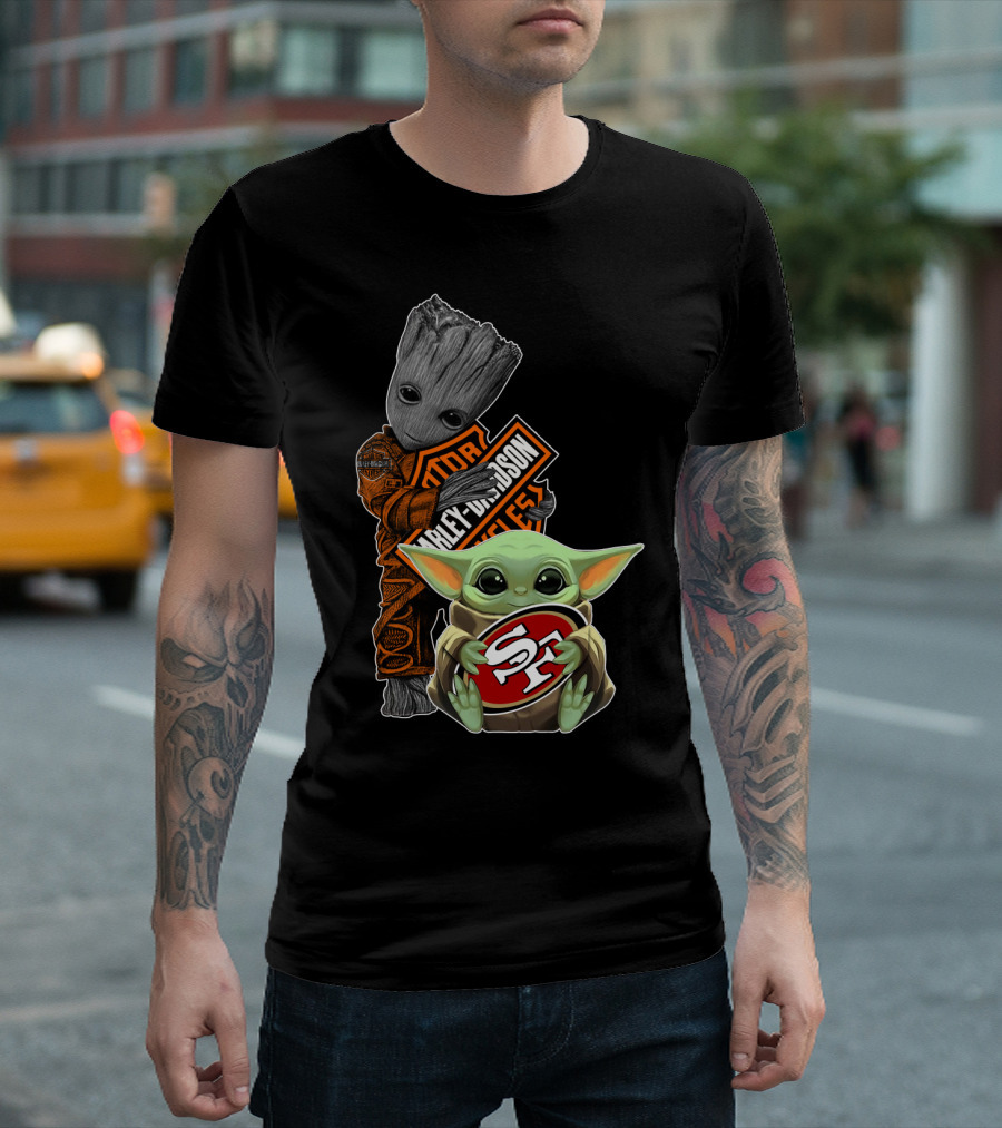 Groot Harley Davidson San Francisco 49ers Baby Yoda T-Shirt