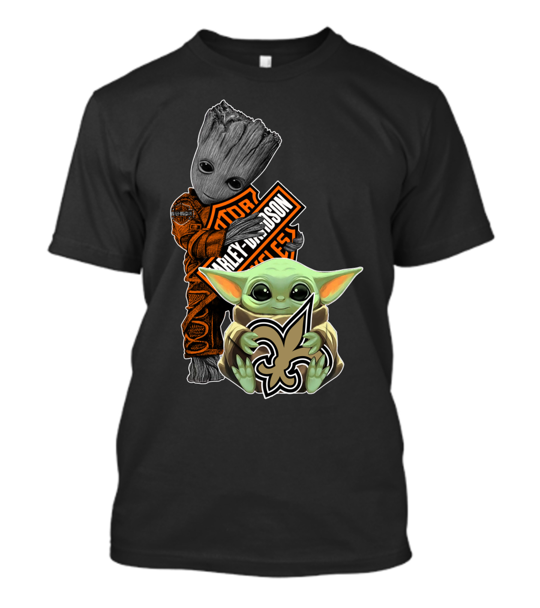 Harley Davidson New Orleans Saints Groot Baby Yoda T-Shirt