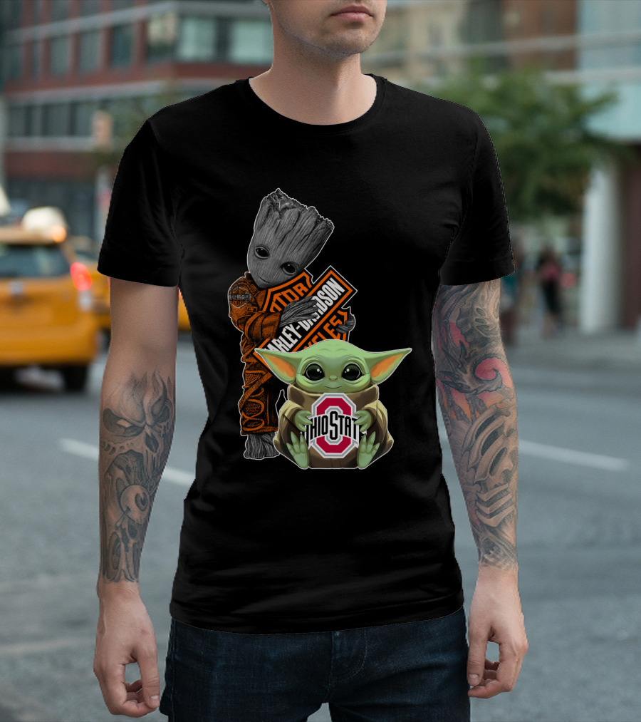 Harley Davidson Groot Ohio State Baby Yoda T-Shirt