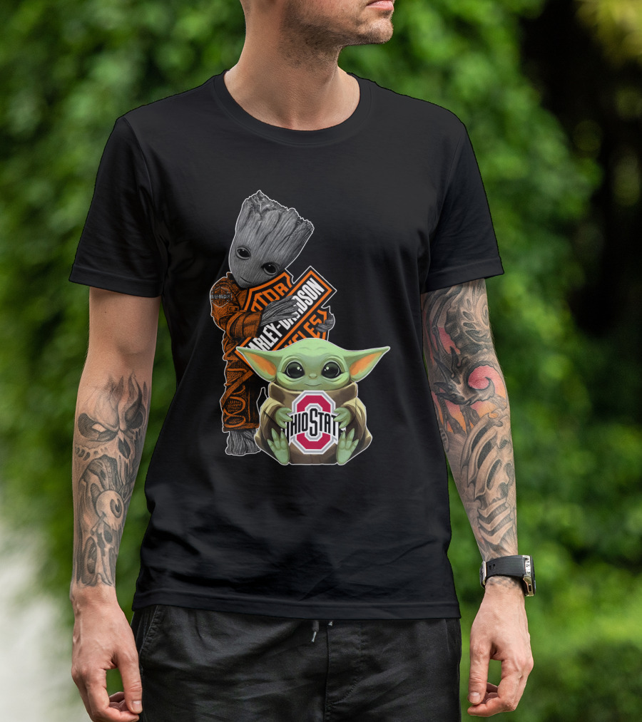 Harley Davidson Groot Ohio State Baby Yoda T-Shirt