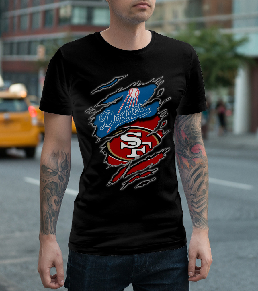 Dodgers Sf Football Baseball Fan Crossover T-Shirt